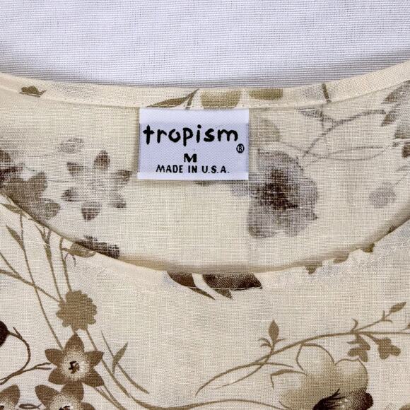 Vintage Tropism Women's Floral Mixed Media Dress Medium Yellow - Picture 4 of 10